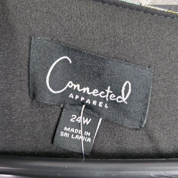 Womens Connected Apparel Black Blue Floral Maxi Faux Wrap Dress 3/4 Sleeves 24W - Picture 4 of 9